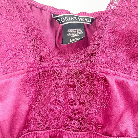 Victorias Secret VS Womens Coquette Lace Slip Babydoll Dress Chemise Size S Wine - Picture 8 of 10